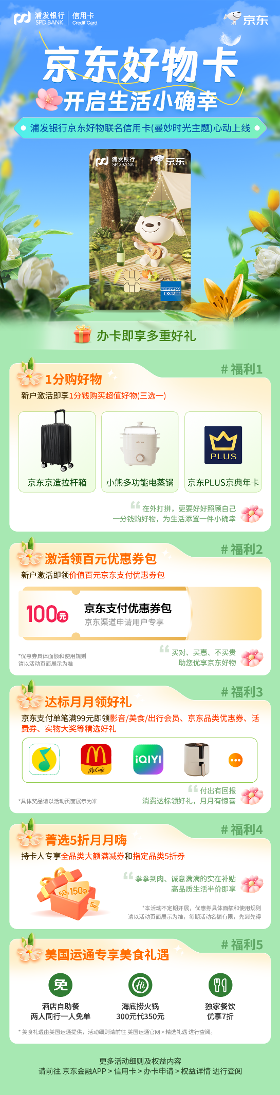 百元優(yōu)惠券、1分購好物…浦發(fā)銀行京東好物聯(lián)名信用卡推出“曼妙時光”卡(圖2) 百元優(yōu)惠券、1分購好物…浦發(fā)銀行京東好物聯(lián)名信用卡推出“曼妙時光”卡(圖2)